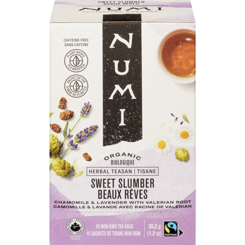 Numi Organic Herbal Teasan Sweet Slumber Chamomile & Lavender with Valerian Root 16’s