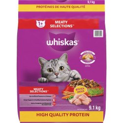 Whiskas Dry Cat Food Chicken Meaty Selections 9.1 kg