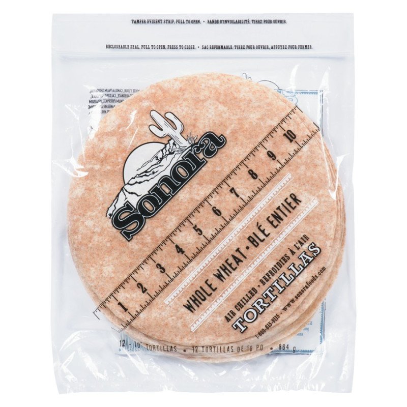 Sonora 10” Whole Wheat Tortillas 12’s