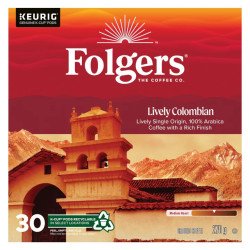 Folgers Lively Colombian Medium Roast Coffee K-Cups 30's
