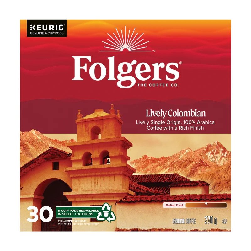 Folgers Lively Colombian Medium Roast Coffee K-Cups 30's