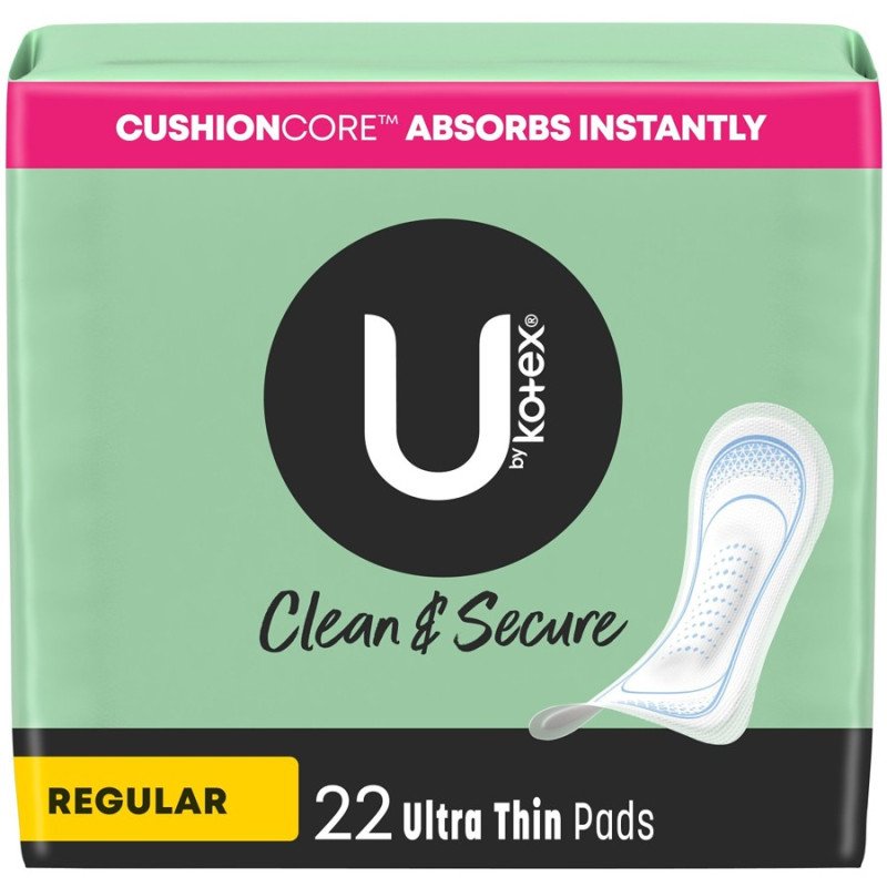 U by Kotex Clean & Secure Ultra Thin Pads Regular 22's
