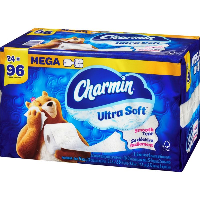 Charmin Ultra Soft Bathroom Tissue Double Rolls 24/96