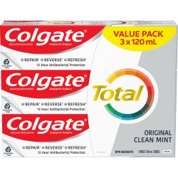 Colgate Total Toothpaste Original Clean Mint Value Pack 3 x 120 ml
