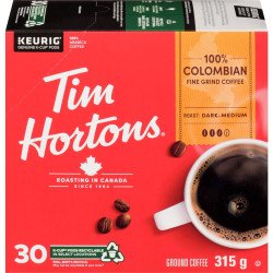 Tim Hortons 100% Colombian Dark Medium Roast Coffee K-Cups 30's