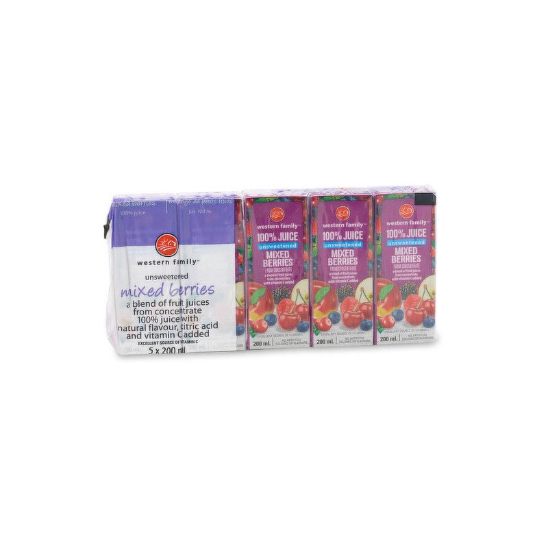 Western Family Unsweetened Mixed Berries Juice 5 x 200 ml