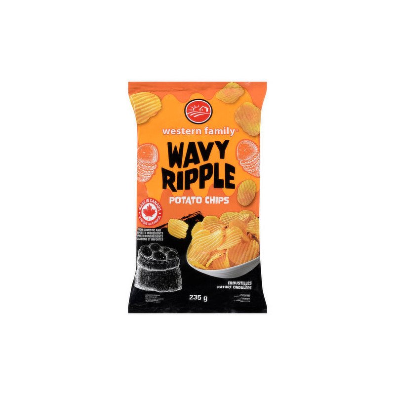 Western Family Wavy Ripple Potato Chips 235 g