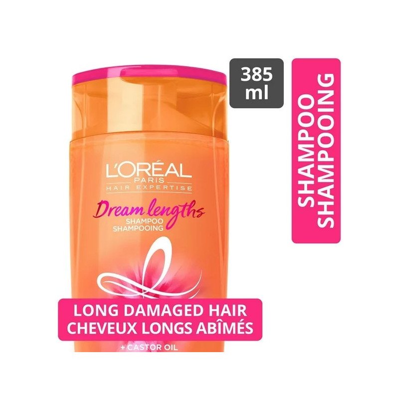 L'Oreal Dream Lengths Shampoo Long Damaged Hair Keratin + Castor Oil 385 ml