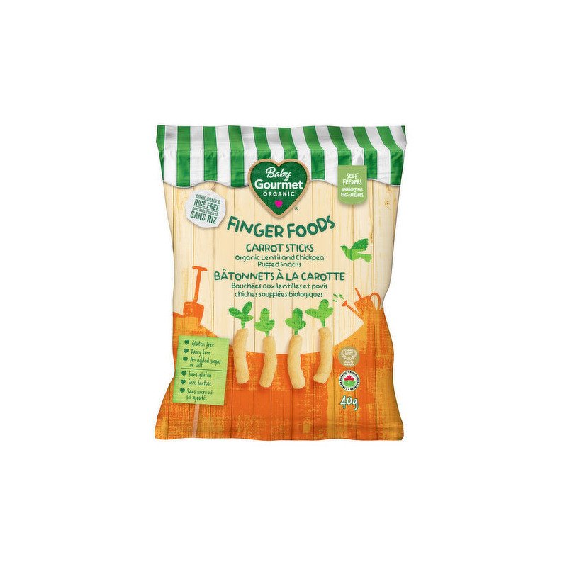 Baby Gourmet Organic Finger Foods Carrot Sticks Lentil & Chick Pea Puffs 40 g