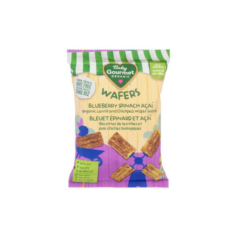 Baby Gourmet Organic Wafers Blueberry Spinach Acai Lentil & Chick Pea Wafers 40 g