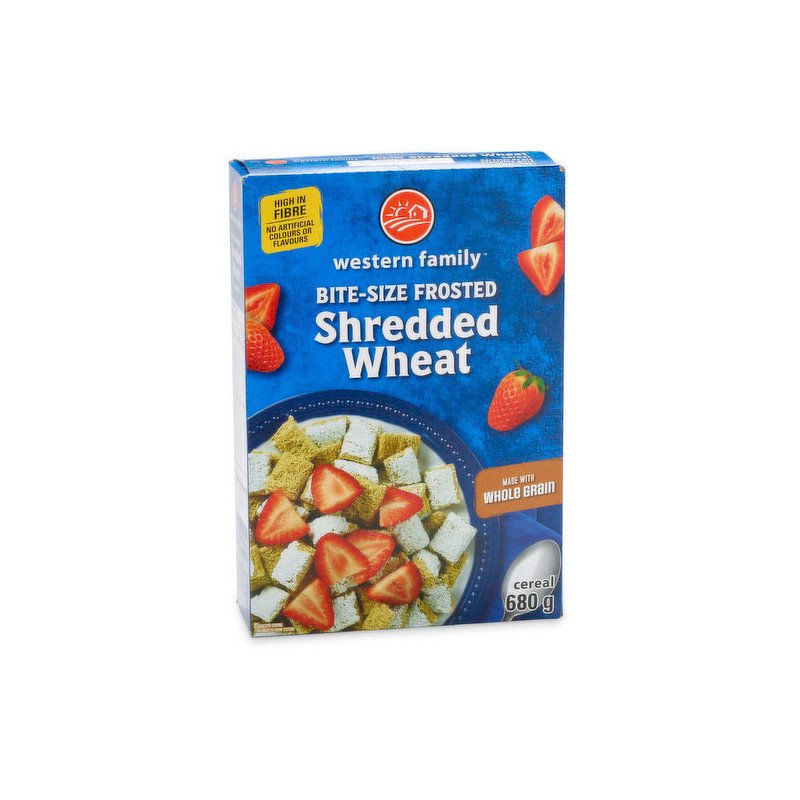 Western Family Bite-Sized Frosted Shredded Wheat Cereal 680 g