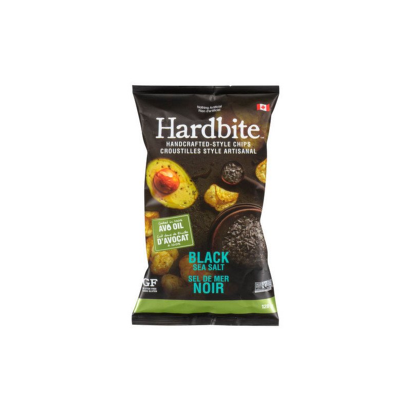 Hardbite Handcrafted-Style Chips Black Sea Salt 128 g