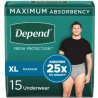 Depend Fit-Flex Underwear for Men Maximum Absorbency XL 15's