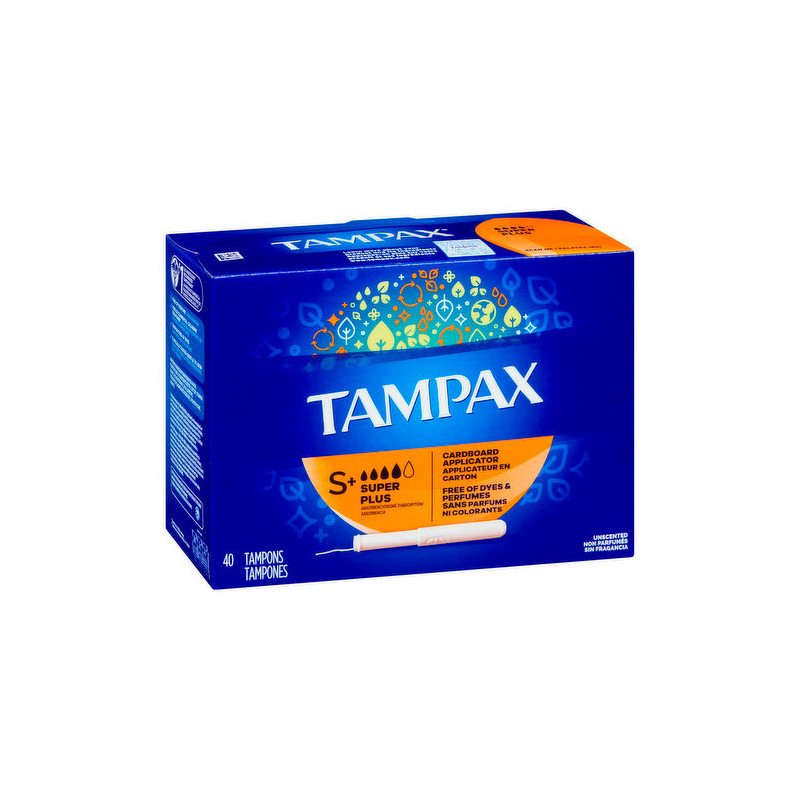 Tampax Cardboard Applicator Super Plus Absorbency Tampons 40’s