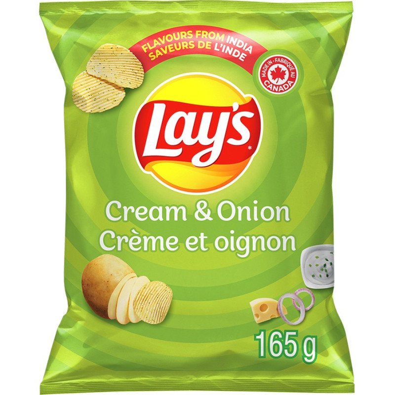 Lays Flavours from India Potato Chips Cream & Onion 165 g