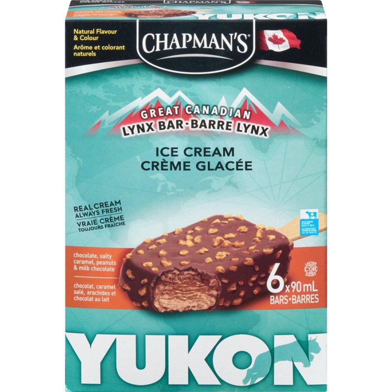 Chapman's Yukon Chocolate Salty Caramel & Peanuts Ice Cream Bars 6 x 90 ml