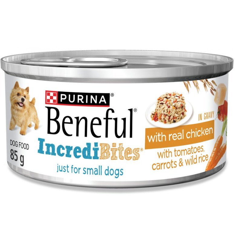 Purina Beneful IncrediBites with Real Chicken in Gravy with Tomatoes Carrots & Wild Rice 85 g