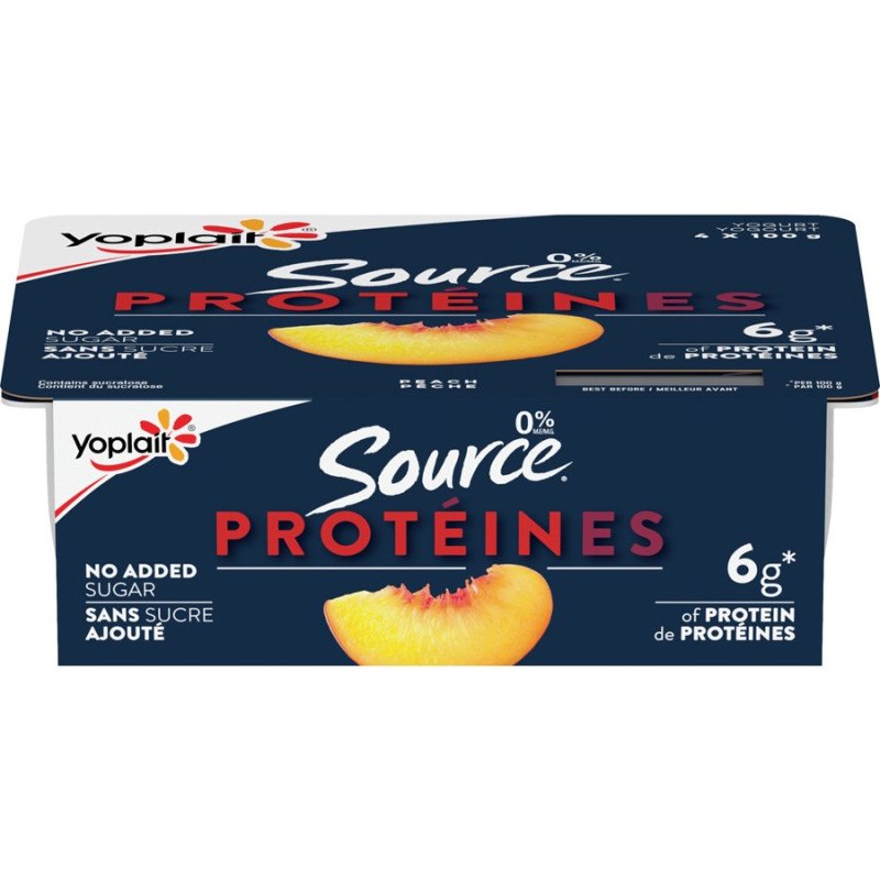 Yoplait Source Protein Peach Yogurt 0% 4 x 100 g