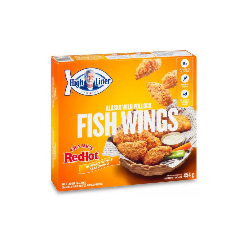 High Liner Alaska Wild Pollock Fish Wings Franks' Red Hot Buffalo Wings Seasoning 454 g