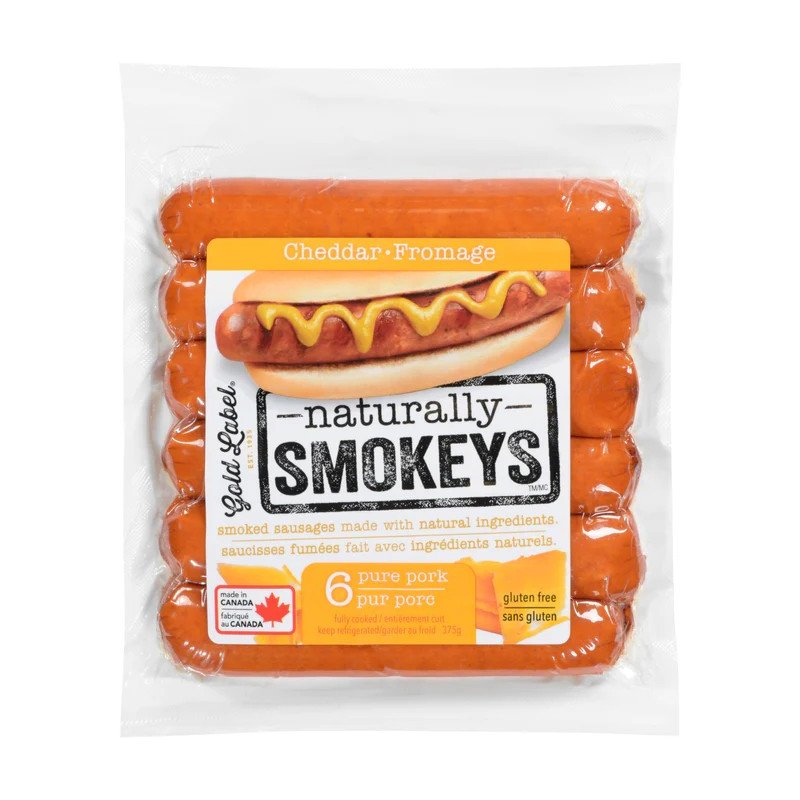 Gold Label Cheddar Smokeys Smoked Pork Sausages 375 g