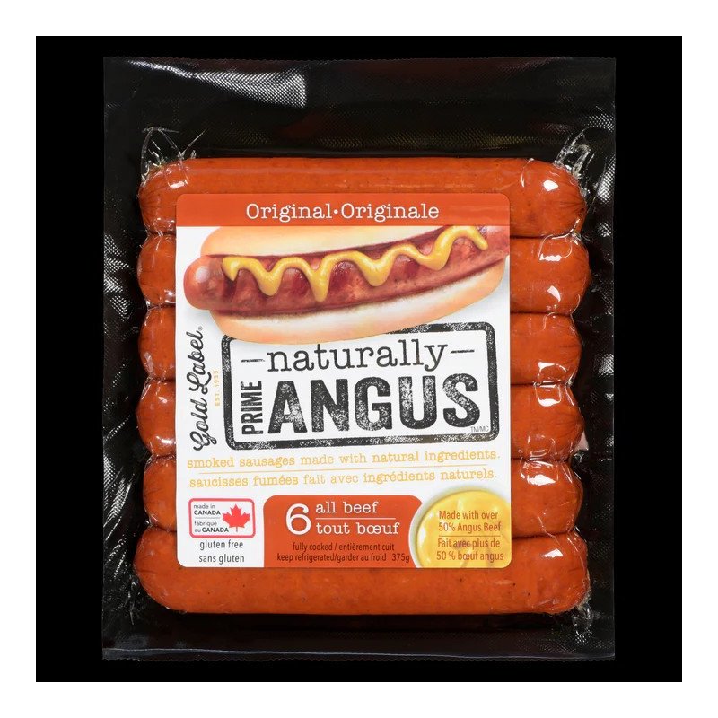 Gold Label Original Prime Angus Smoked Beef Sausages 375 g