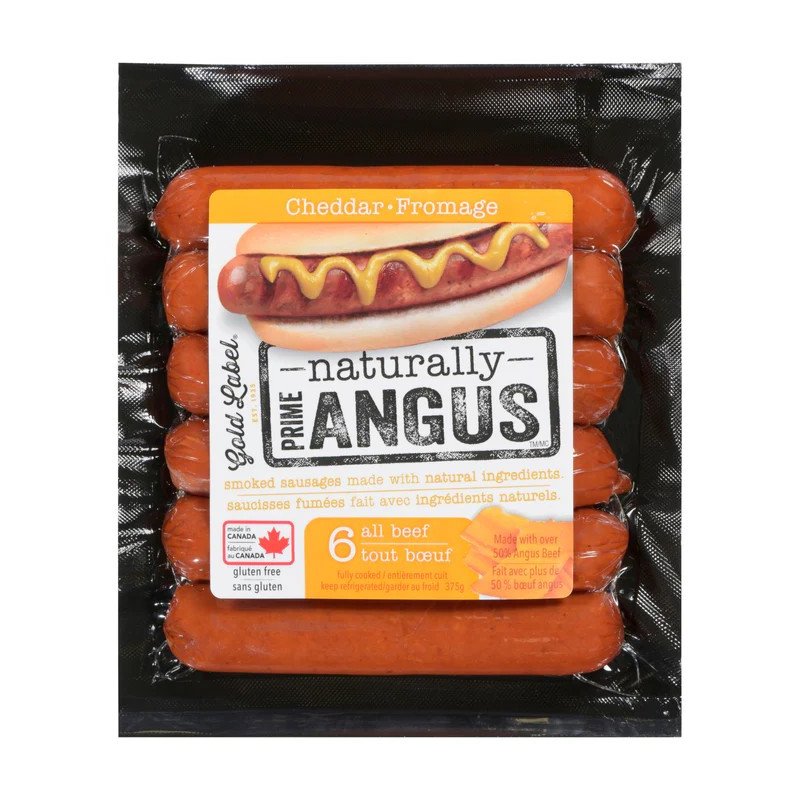 Gold Label Cheddar Prime Angus Smoked Beef Sausages 375 g