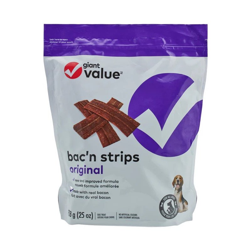Giant Value Bac’n Strips Dog Treats Original 708 g