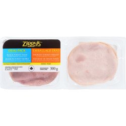 Ziggy's Sliced Deli Meat Dual Pack Black Forest Ham & Smoked Turkey Breast 300 g