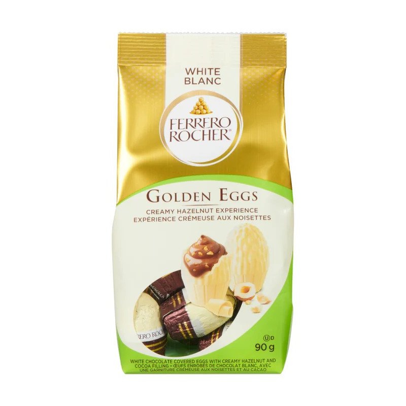 Ferrero Rocher Golden Eggs White Chocolate Covered Creamy Hazelnut Cream Eggs 90 g