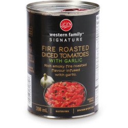 Western Family Fire Roasted Diced Tomatoes with Garlic 398 ml