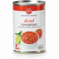 Western Family Diced Tomatoes with Green Chilies & Lime Juice 398 ml