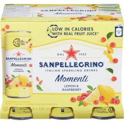 San Pellegrino Sparkling Fruit Beverage Momenti Lemon & Raspberry 6 x 330 ml