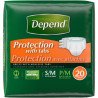 Depend Briefs with Adhesive Tabs Unisex S/M 20's