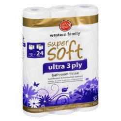 Western Family Ultra 3 Ply Soft Bath Tissue 12/24’s