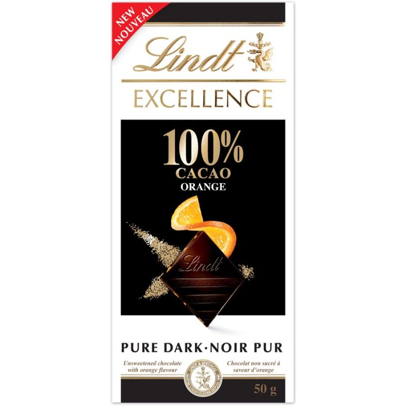 Lindt Excellence 100% Cacao Orange Chocolate 50 g