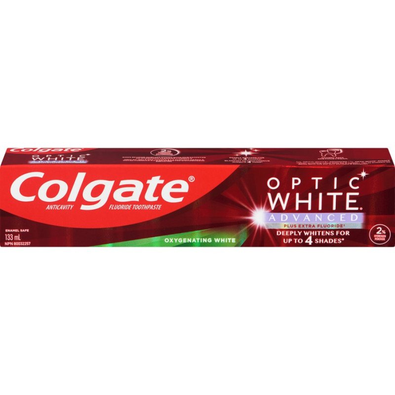 Colgate Optic White Advanced Toothpaste Plus Extra Fluoride Oxygenated White 133 ml