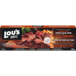 Lou's BBQ Company Sous Vide Fully Cooked Pork Back Ribs in Texas Style BBQ Sauce 680 g