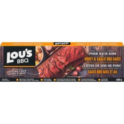 Lou's BBQ Company Sous Vide Fully Cooked Pork Back Ribs in Honey & Garlic BBQ Sauce 680 g