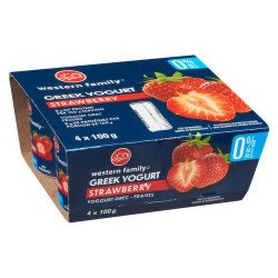 Western Family Greek Yogurt Strawberry 0% 4 x 100 g