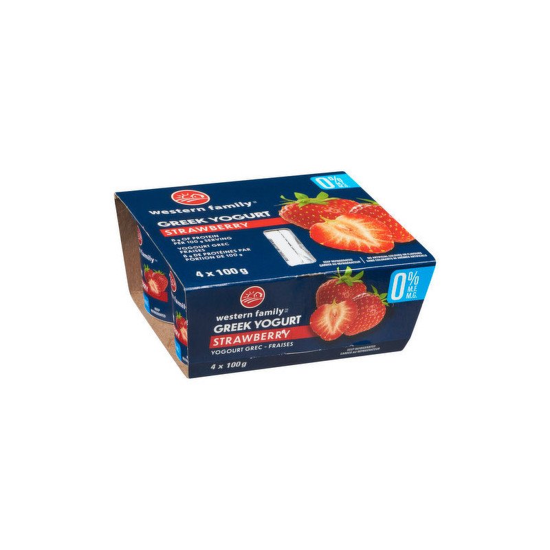 Western Family Greek Yogurt Strawberry 0% 4 x 100 g