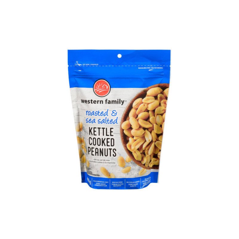 Western Family Roasted & Sea Salted Kettle Cooked Peanuts 400 g