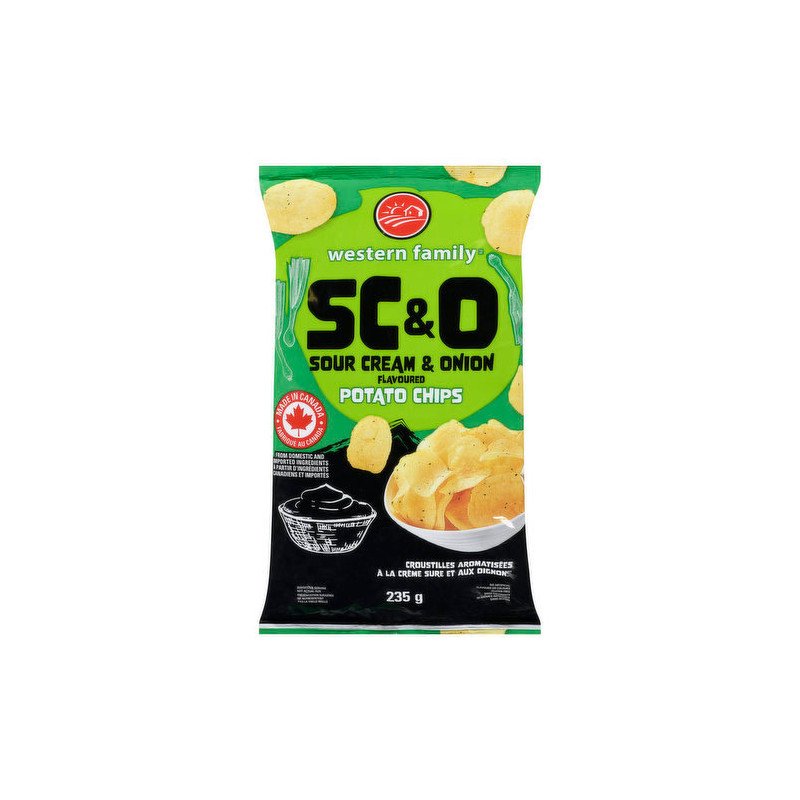 Western Family SC&O Sour Cream & Onion Flavoured Potato Chips 235 g