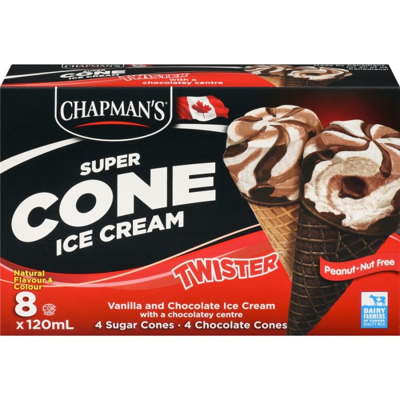 Chapman's Super Cone Ice Cream Vanilla & Chocolate Twister 8 x 120 ml