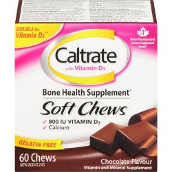 Caltrate Soft Chews with 800 IU Vitamin D3 Chocolate 60's