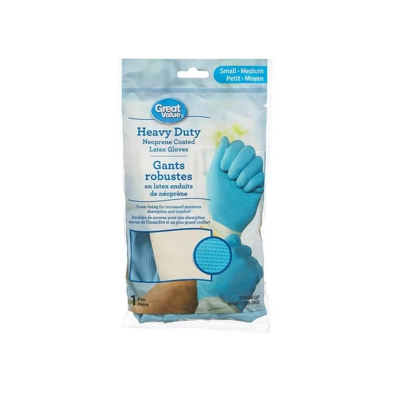 Great Value Heavy Duty Neoprene Coated Latex Gloves Small/Medium 1's