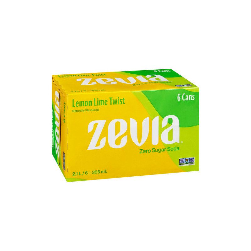 Zevia Zero Zero Sugar Soda Lemon Lime Twist Sweetened with Stevia 6 x 355 ml