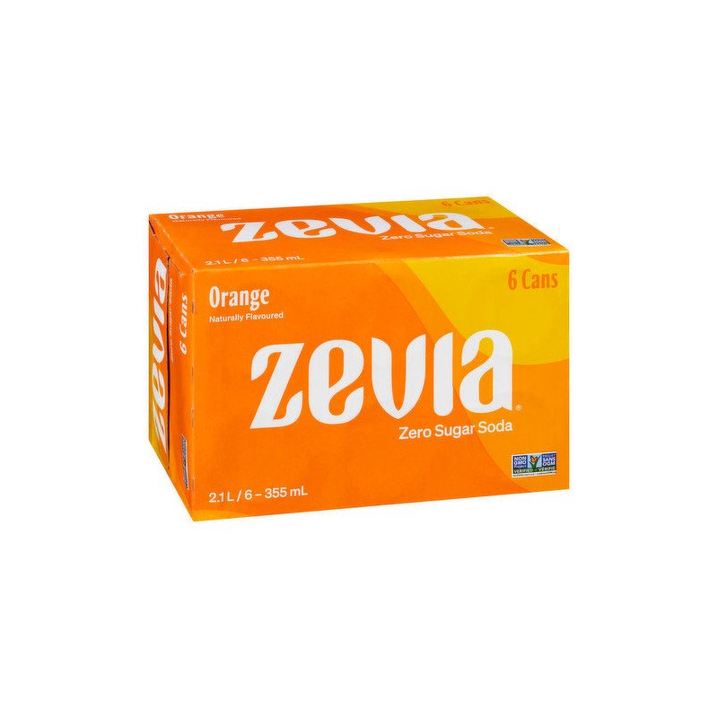 Zevia Zero Zero Sugar Soda Orange Sweetened with Stevia 6 x 355 ml
