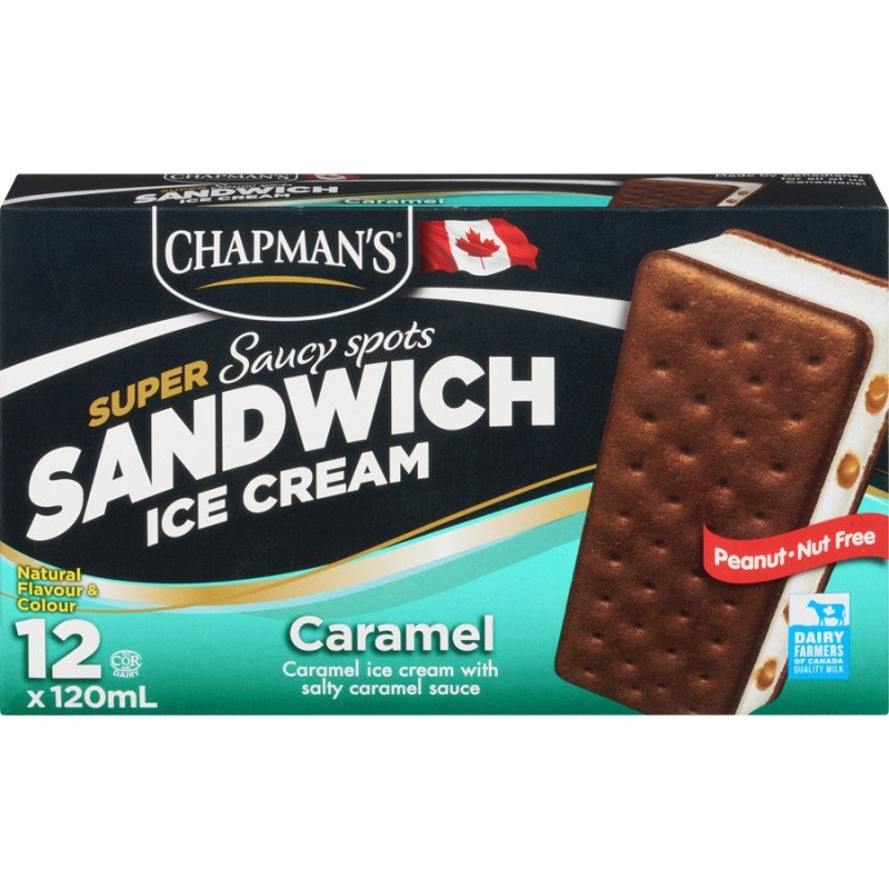 Chapman's Super Saucy Spots Sandwich Ice Cream Caramel 12 x 120 ml