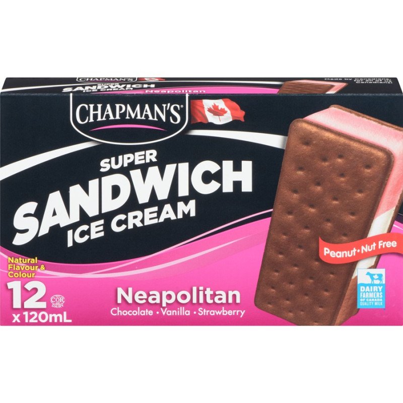 Chapman's Super Sandwich Ice Cream Neapolitan 12 x 120 ml