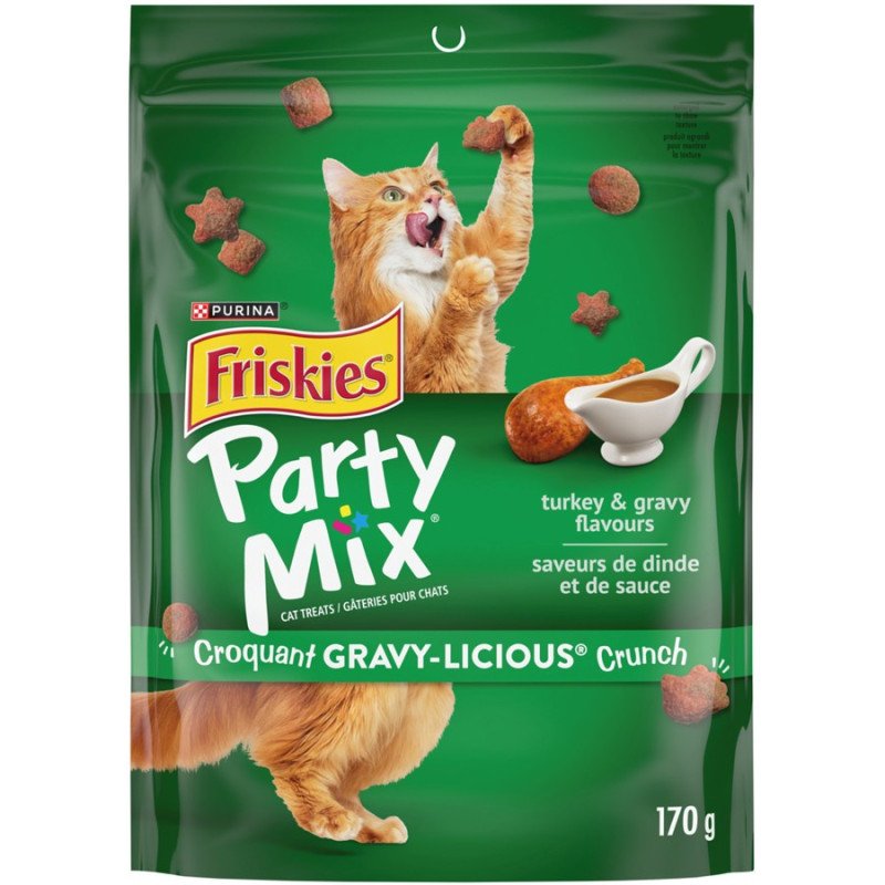 Friskies Party Mix Cat Treats Gravy-licious Crunch Turkey & Gravy Flavour 170 g